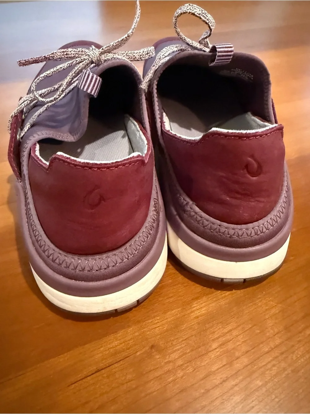OluKai Miki Li Leather Textile Sneakers Burgundy Mauve